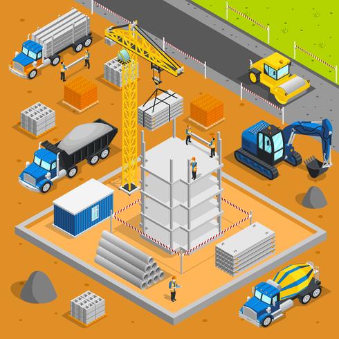 Building Area Isometric Composition vector