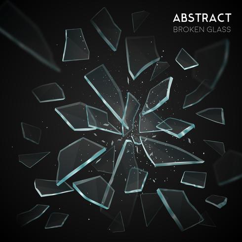 Broken Glass Flying Fragments Dark Background vector