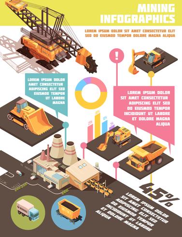 Cartel de infografía de la industria minera vector