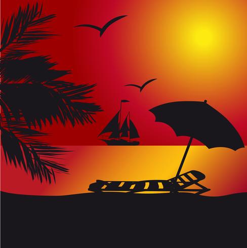 sunset at the seaside vector