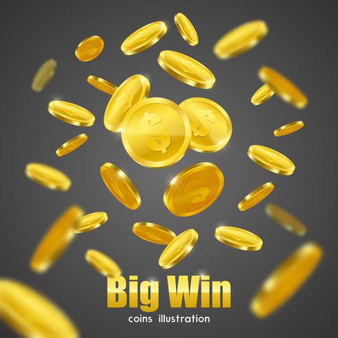 Big Win Gold Coins Advertisement Background Poster vector