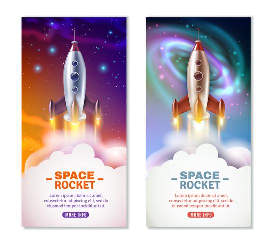 Space Rocket Vertical Banners vector