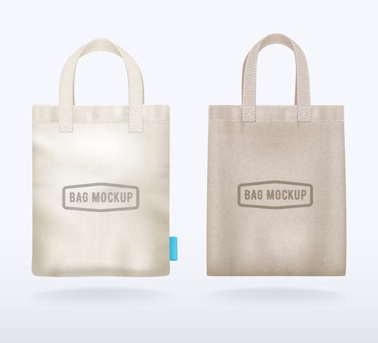 Two Canvas Mockup Realistic Shopping Bags  vector