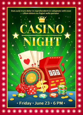 Noche brillante cartel de casino vector