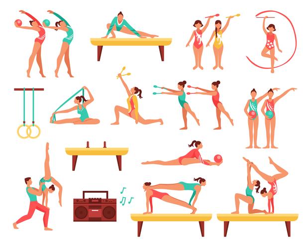 Gymnastics And Actobatics Decorative Icons Set vector