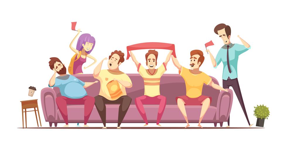 Sedentary Lifestyle Retro Cartoon Design vector