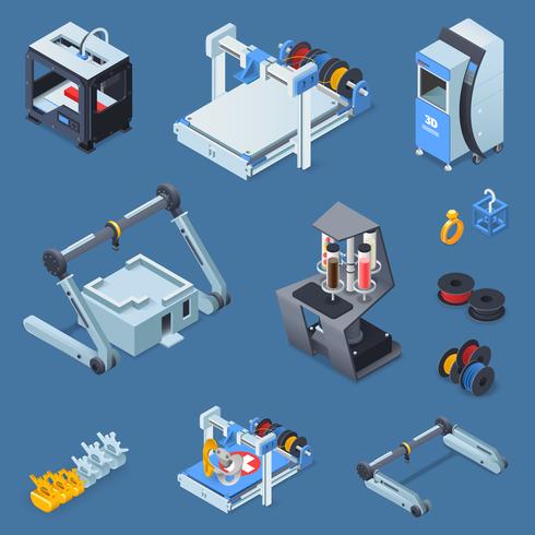 Printing Isometric Set  vector