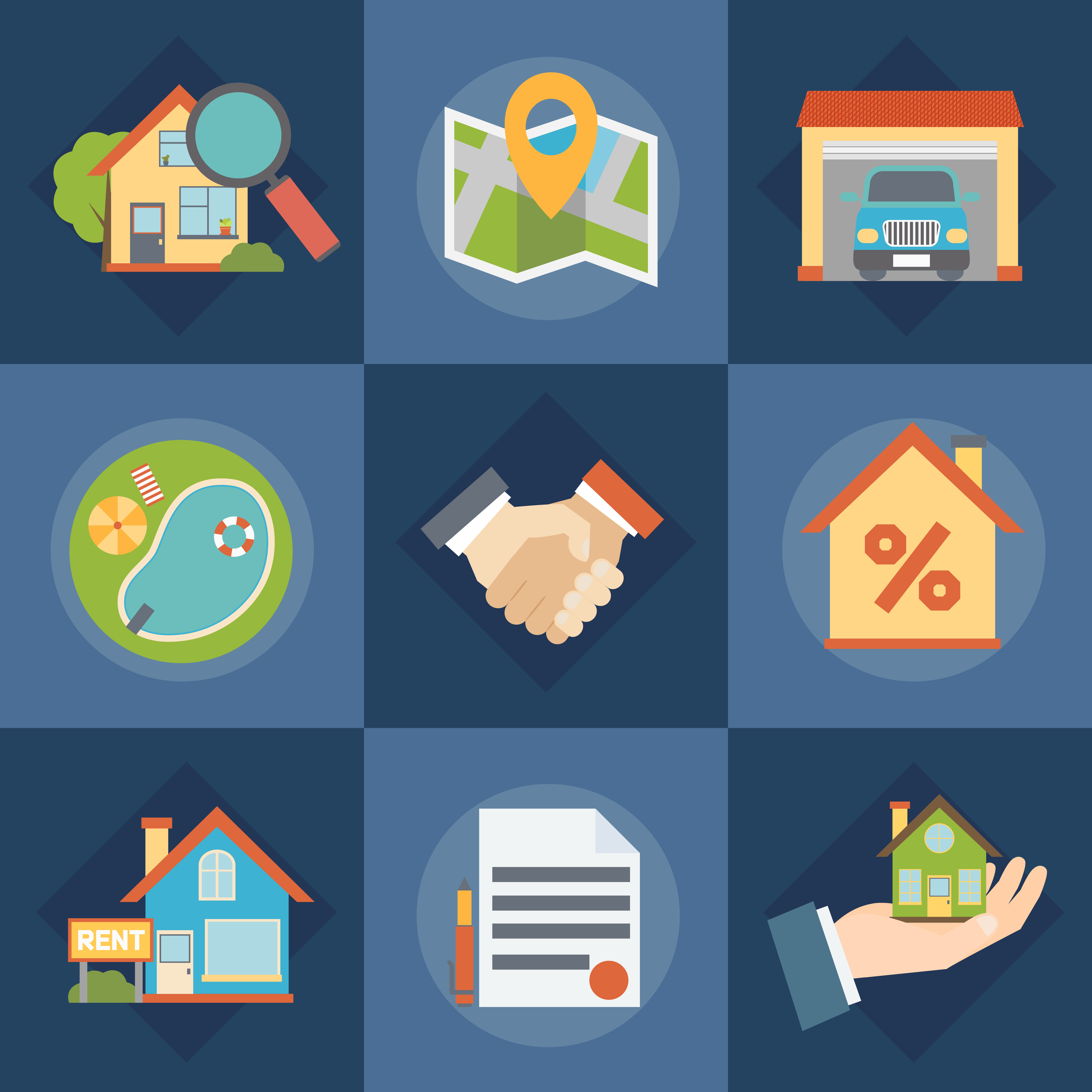 Real Estate And Realtors Icons Set 470581 Vector Art At Vecteezy