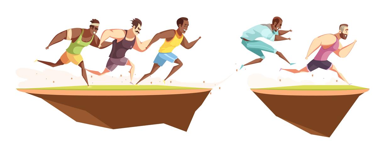 Runners Jump A Ditch Composition vector