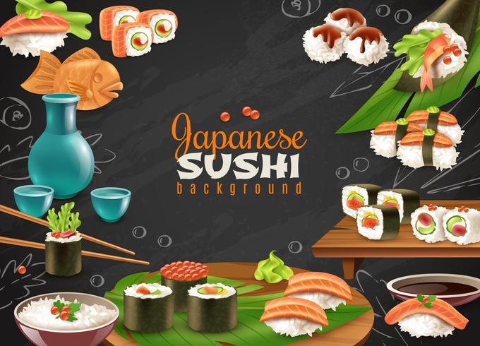 Fondo de sushi japonés vector