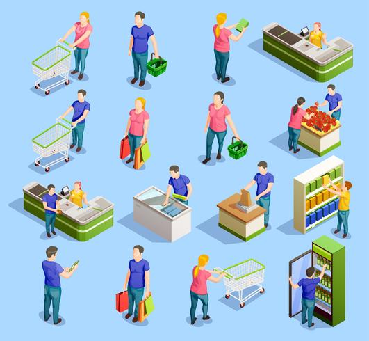 Supermarket Isometric Elements Collection vector