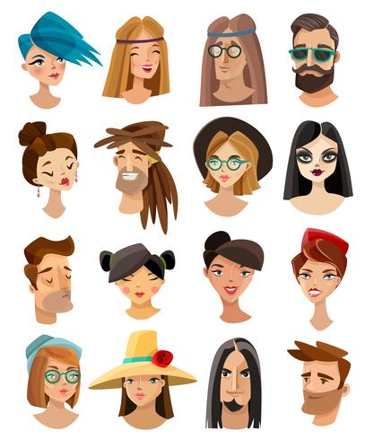 Avatars Set In Cartoon Style vector