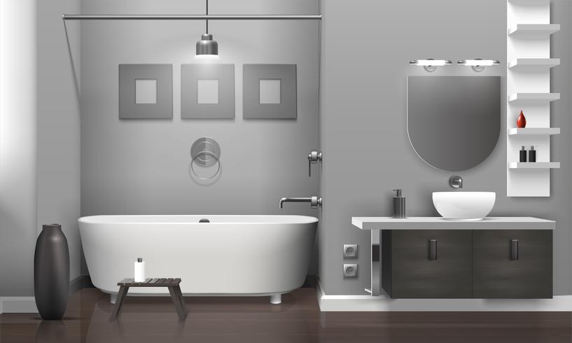 Realistic Bathroom Interior vector