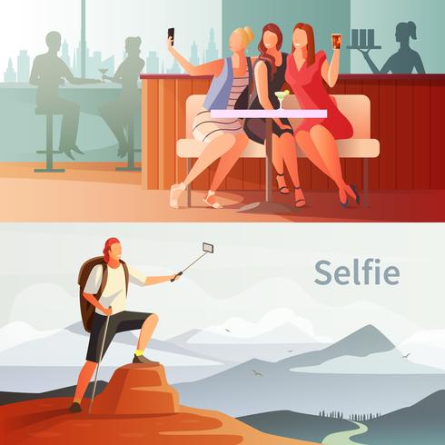 Modern People Selfie Set vector