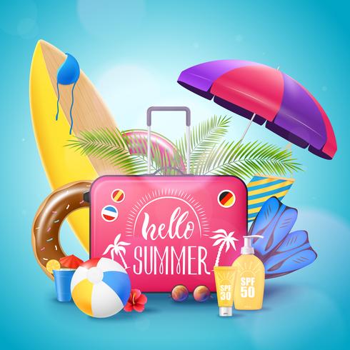 Cartel de fondo de vacaciones de playa de verano vector
