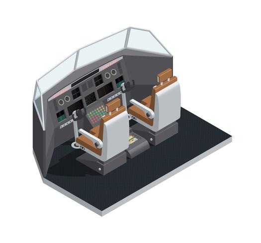 Composición aislada isométrica interior del avión vector