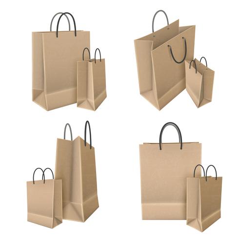 Shopping Bags From Craft Paper Set vector