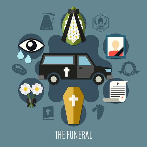 Conjunto de concepto funerario vector