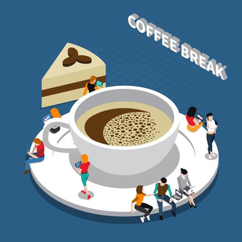 Coffee Break Isometric Composition vector