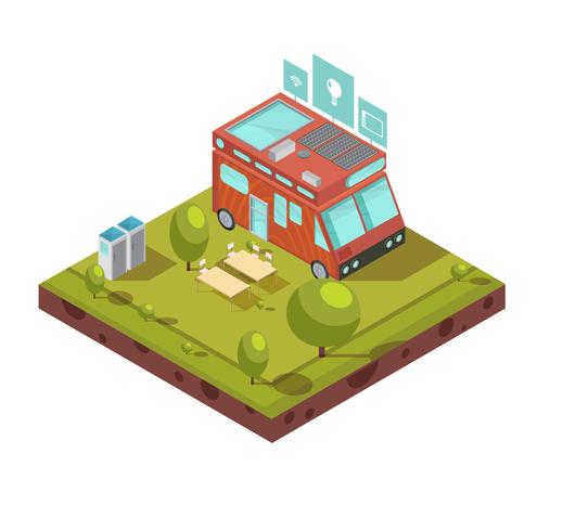 Mobile Home Isometric Composition vector