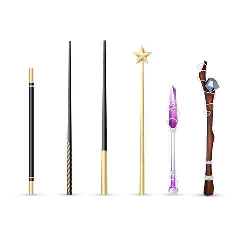 Magic Wand Realistic Set vector