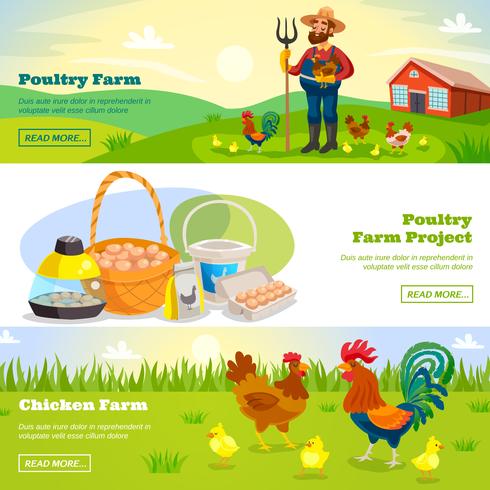 Farming Horizontal Banners Set vector