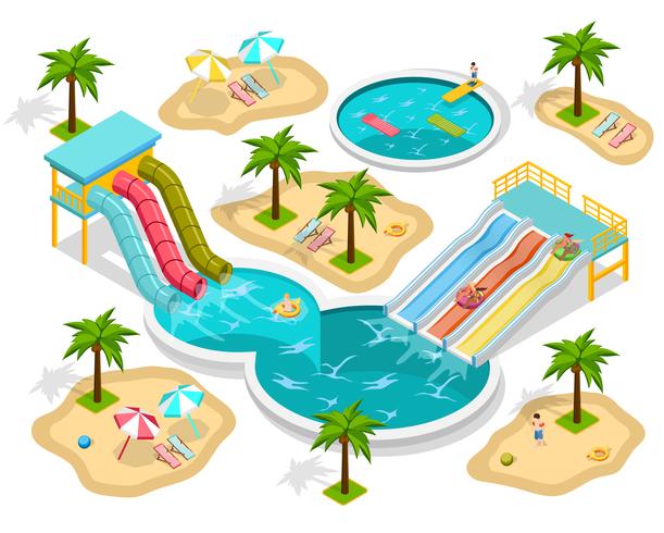 Isometric Aqua Park Composition  vector