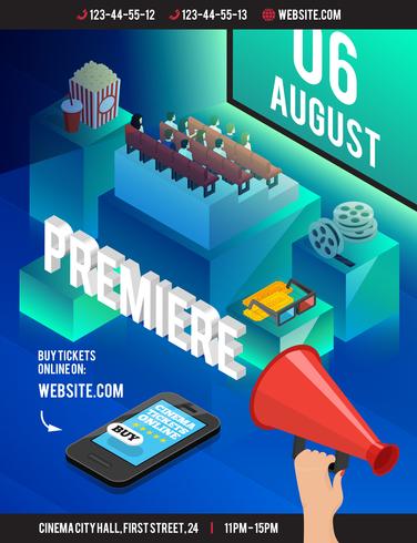 3D Cinema Isometric Flyer vector