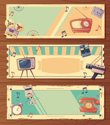 Retro Devices Horizontal Banners vector