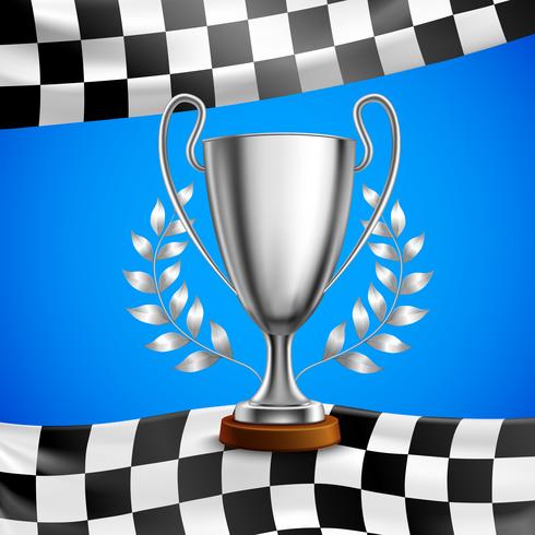 Silver Winner Trophy Realistic Poster vector