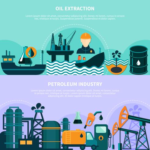 Banners de producción de petróleo en alta mar vector