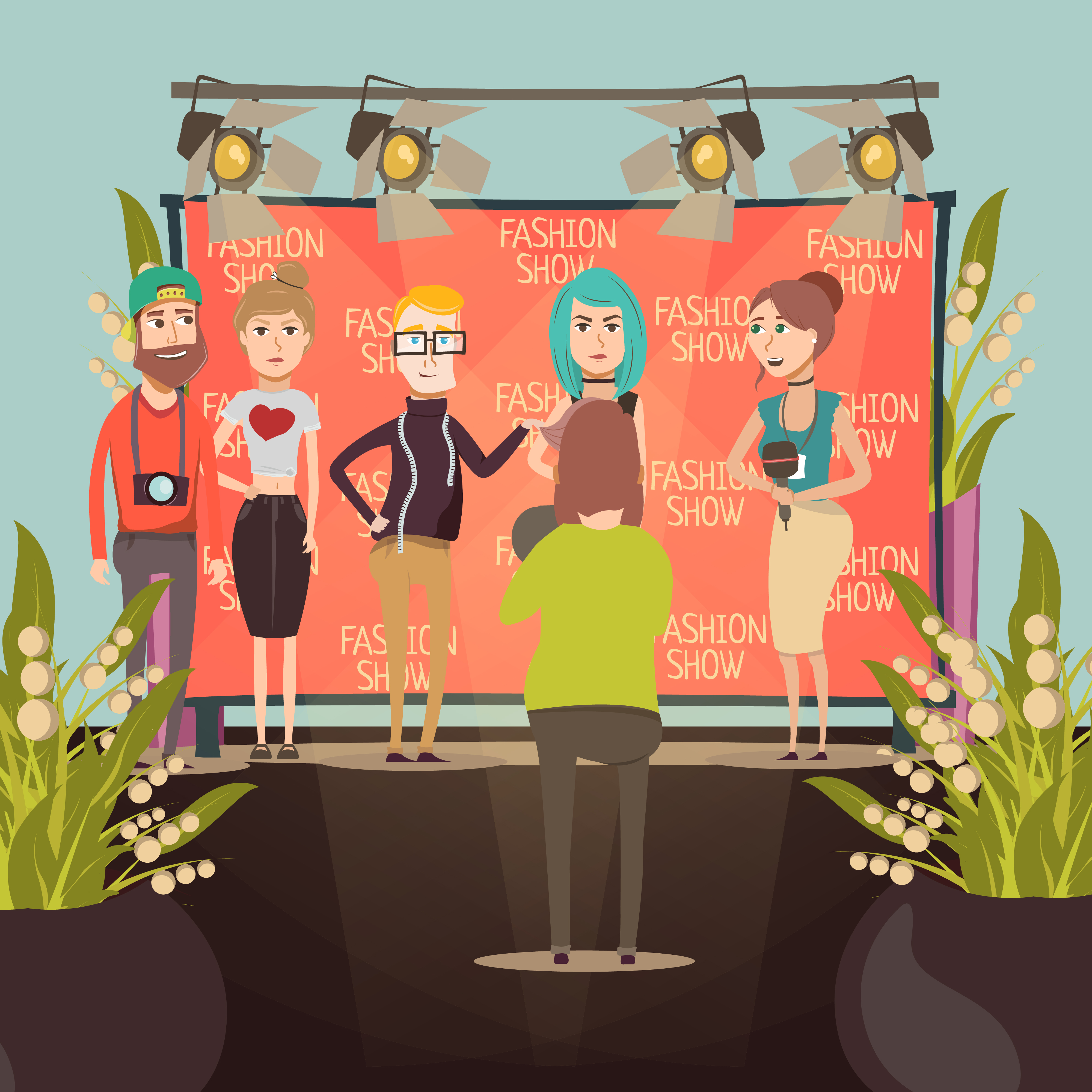 Fashion Show Interview Composition 470902 Vector Art at Vecteezy
