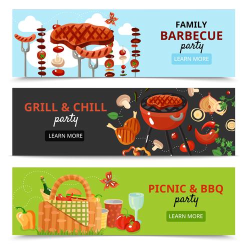 Family BBQ Party Banners vector
