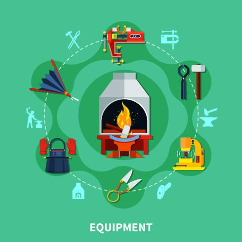 Blacksmiths Tools Icons Composition vector