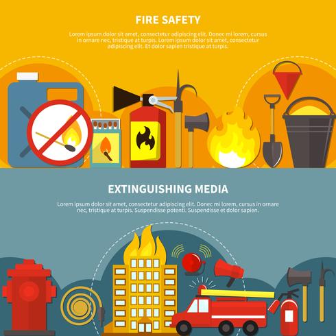 Flat Firefighting Banners vector