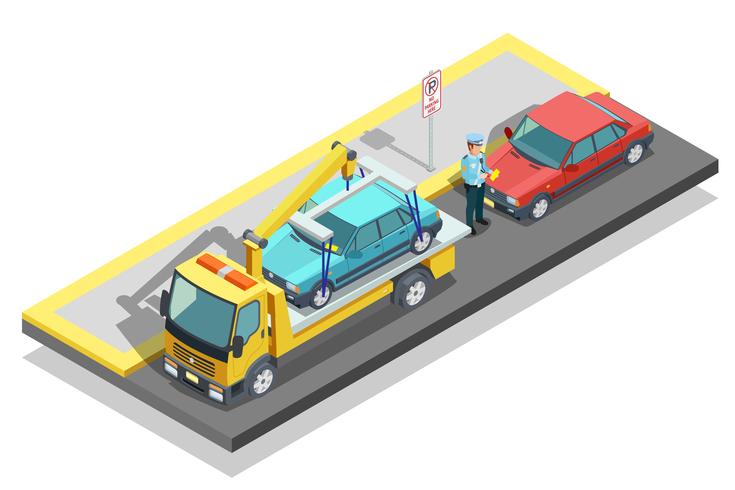 Isometric Parking Composition vector