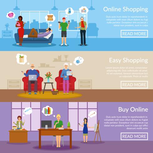 Online Shopping Horizontal Banners  vector