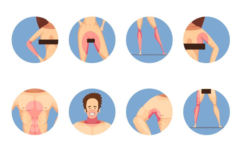 Depilation Zones Man Woman Icons Set  vector