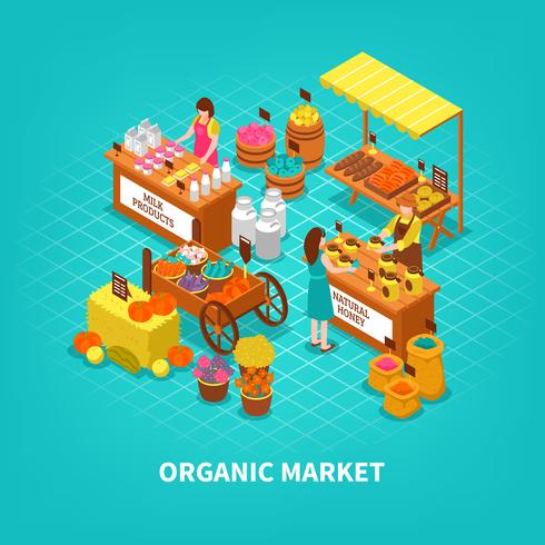 Agriculture Market Isometric Composition vector