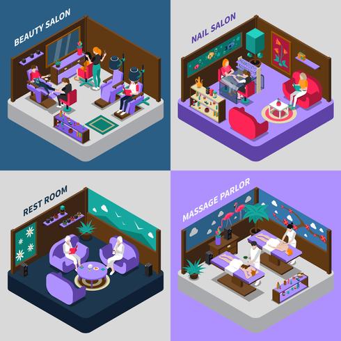 Beauty And Health Procedures Isometric Compositions vector