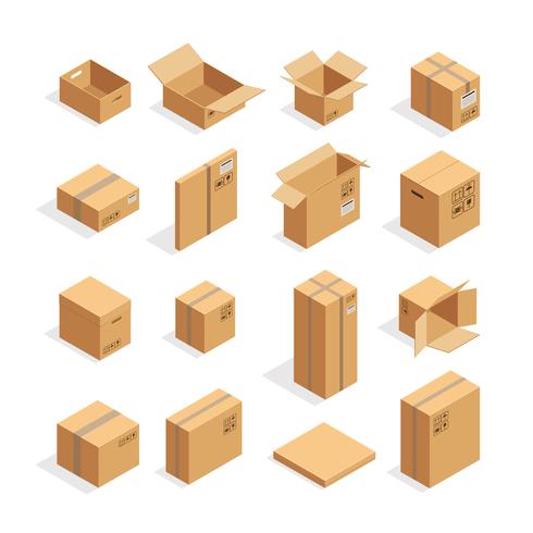 Isometric Packaging Boxes Set vector