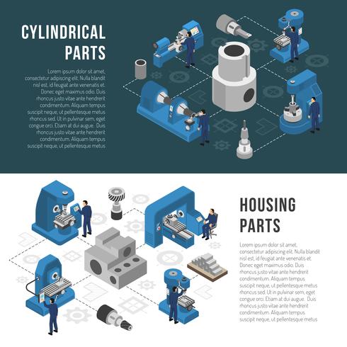 Heavy industry Production 2 Isometric Banners  vector