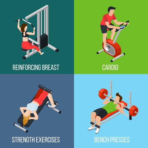 Gimnasio personas aisladas Icon Set vector