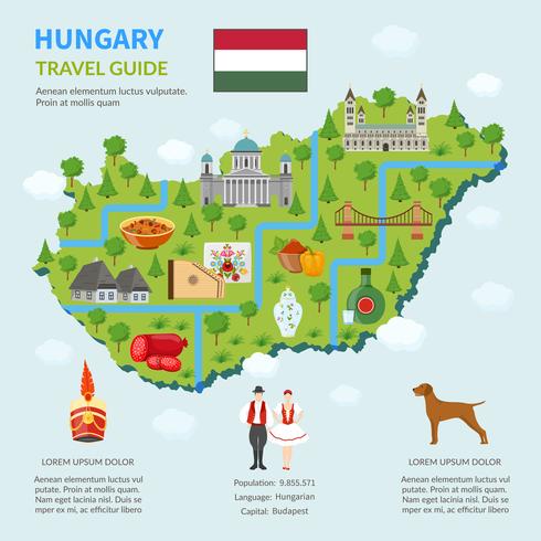 Mapa infográfico de Hungría vector