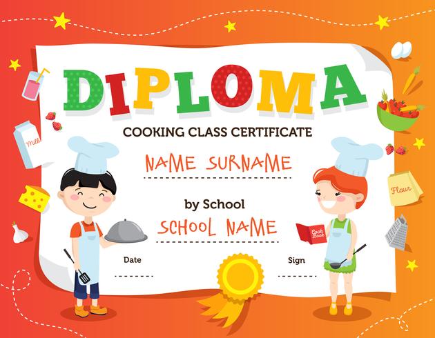 Cooking Class Diploma Design vector