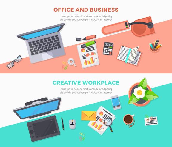 Workplace Office Horizontal Banners vector