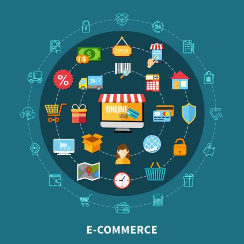 E Commerce Flat Composition vector