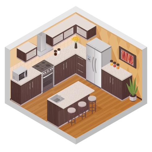 Kitchen Modern Interior Isometric Composition vector