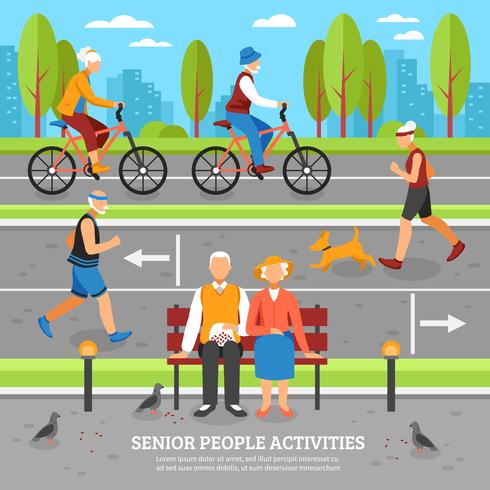 Old People Activities Background vector