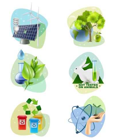 Conjunto de iconos ecológicos de protección del medio ambiente 6 vector